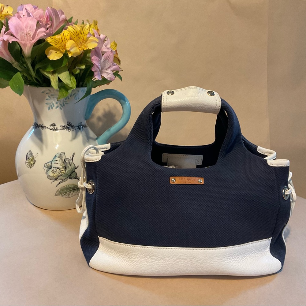 Kate Spade Blue and White Satchel with Classic Design